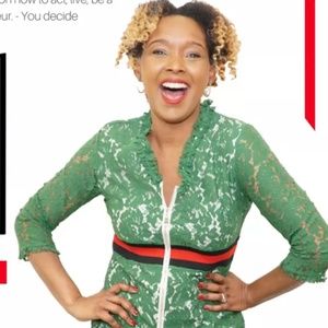 Green Lace 3/4 Sleeve Dress